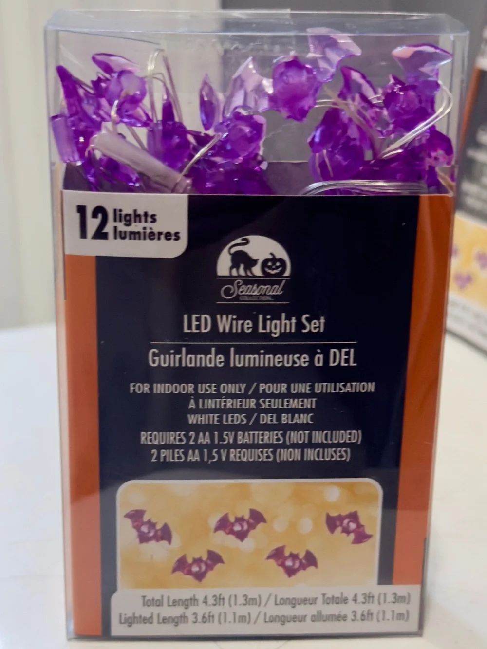 Seasonal Collection Halloween LED Purple Bats String Light Sets, 3 Pack NWT